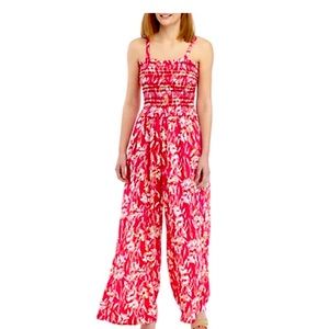 Kaari Blue Smocked Wide Leg Jumpsuit